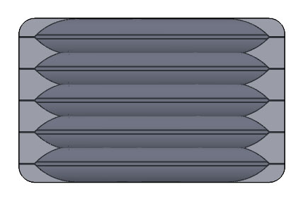 Paquete de almohadas - A= 150-400 mm B= 175-300 mm (1 fila de 5 capas) 